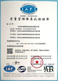 久久精品视频91（háo）電線ISO質量管理體係證書