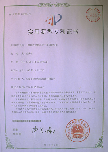 一種（zhǒng）矽膠線材二合一車（chē）載充電器