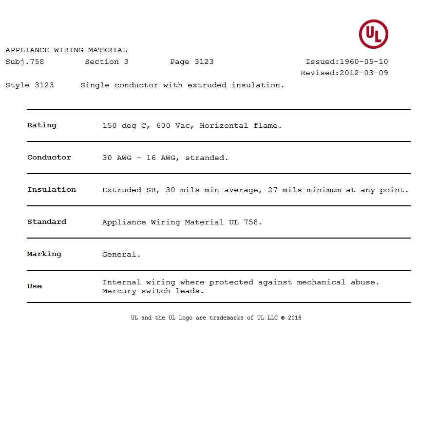 美國UL 3123 矽膠電（diàn）線認證報（bào）告 